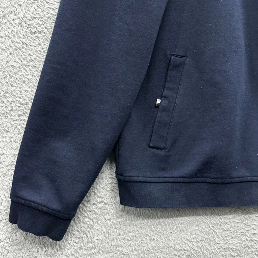 Ted Baker London Mens Large Navy Blue Full Zip Bomber Jacket Leaf Lining Comfort
